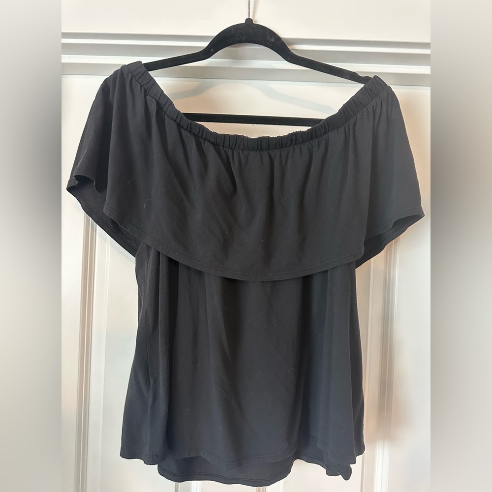 Black large white crow top